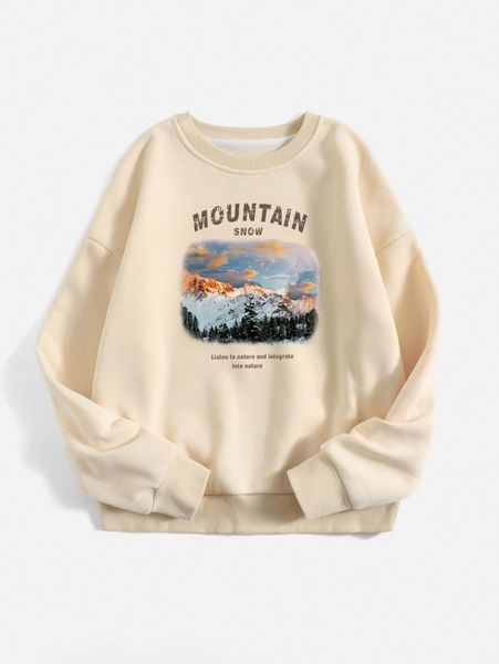 mountain & slogan graphic pullover i2ru#, White;black 
mountain & slogan graphic pullover i2ru#, White;black