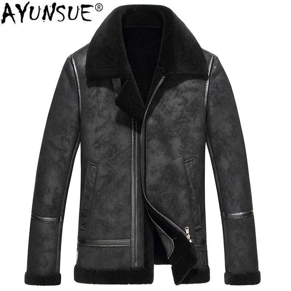 men's leather & faux ayunsue genuine jacket real pure natural wool fur coat winter men sheepskin jackets 8721 my750, Black
men's leather & faux ayunsue genuine jacket real pure natural wool fur coat winter men sheepskin jackets 8721 my750, Black