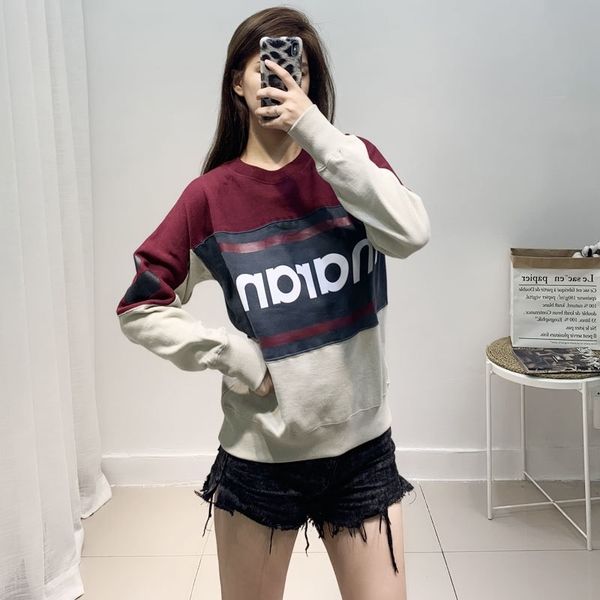 women's sweatshirt cotton patchwork long sleeve pullover loose casual letter print 201126, Black
women's sweatshirt cotton patchwork long sleeve pullover loose casual letter print 201126, Black