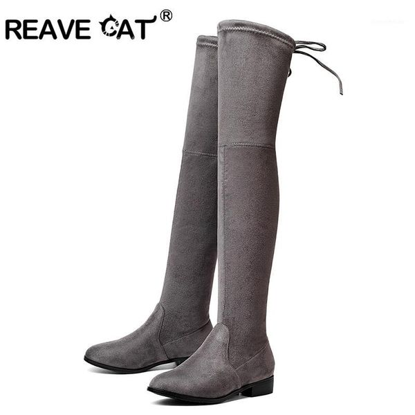 reave cat spring autumn shoes women boots lace up flat long boots winter solid pointed toe flock over the knee a8751, Black
reave cat spring autumn shoes women boots lace up flat long boots winter solid pointed toe flock over the knee a8751, Black