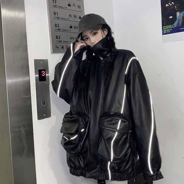 women's jackets autumn and winter design feeling reflective vintage leather coat female 2021 han edition of the loose cotton jacket, Black;brown
women's jackets autumn and winter design feeling reflective vintage leather coat female 2021 han edition of the loose cotton jacket, Black;brown