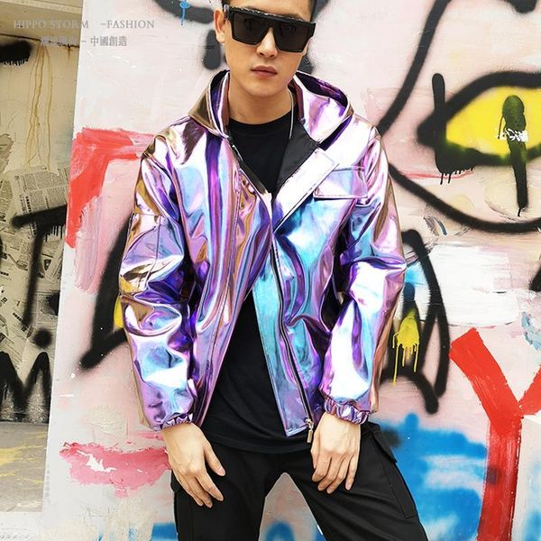 men pu leather hooded cap jacket hip-hop rock loose coat tide male singer dancer nightclub dance team stage costume purple1, Black
men pu leather hooded cap jacket hip-hop rock loose coat tide male singer dancer nightclub dance team stage costume purple1, Black