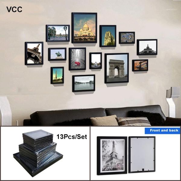 frames 13pcs/set wooden classic picture for wall hanging po frame walnut wood1