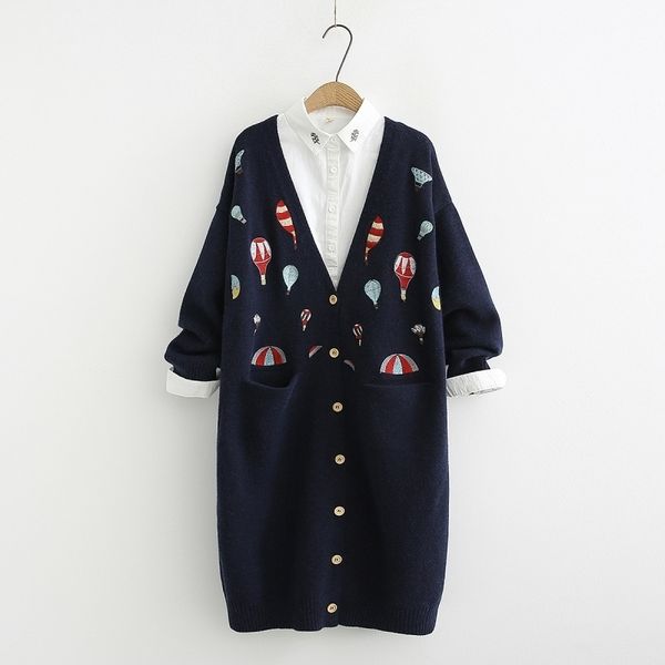 heavy duty color air balloon embroidery long cardigan sweater mori girl autumn winter 201030, White
heavy duty color air balloon embroidery long cardigan sweater mori girl autumn winter 201030, White