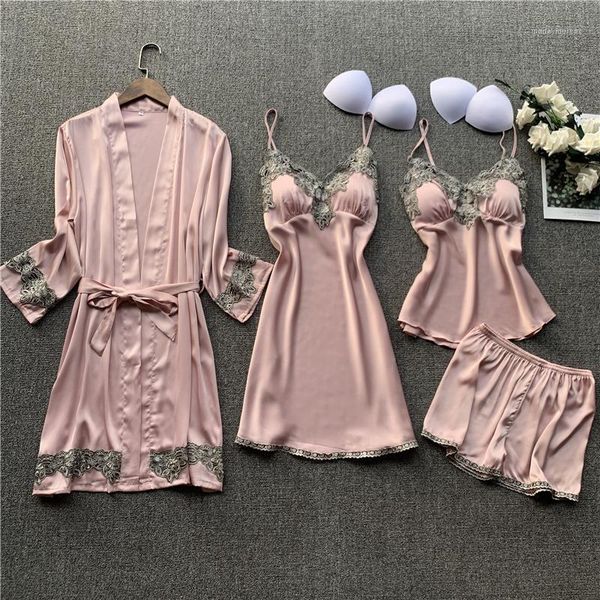 4pcs sleep set casual intimate lingerie nightdress nightwear female satin kimono bathrobe gown home clothes sleepwear1, Black;red 
4pcs sleep set casual intimate lingerie nightdress nightwear female satin kimono bathrobe gown home clothes sleepwear1, Black;red