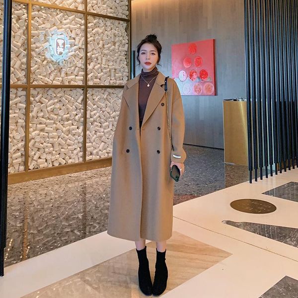 new autumn winter woolen coat women long korean thicken warm wool coat jacket women's double breasted casual overcoat, Black
new autumn winter woolen coat women long korean thicken warm wool coat jacket women's double breasted casual overcoat, Black