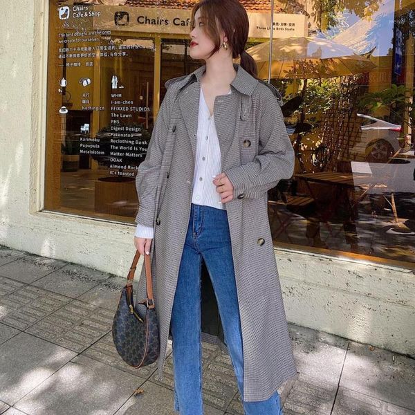 2020 new fashion autumn women casual plaid trench coat jackets female loose outwear chic windbreaker sashes tr541, Tan;black
2020 new fashion autumn women casual plaid trench coat jackets female loose outwear chic windbreaker sashes tr541, Tan;black