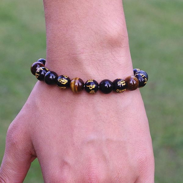 10mm tiger eye black obsidian mantra beads bracelet men's fashion charm bracelet handmade diy jewelry pour homme, Golden;silver
10mm tiger eye black obsidian mantra beads bracelet men's fashion charm bracelet handmade diy jewelry pour homme, Golden;silver