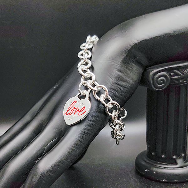 s925 cuffs sterling silver red love heart brand bracelet, classic fashion, jewelry, birthday gift, White
s925 cuffs sterling silver red love heart brand bracelet, classic fashion, jewelry, birthday gift, White