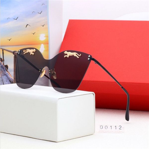 2020 sport black gold leopard glasses, square lenses for men, metal frames, rimless sunglasses for women and lunette box, White;black