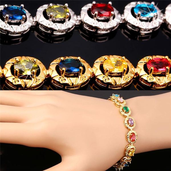 

colorful bracelets for women + cubic zirconia jewelry gift gold color fashion jewelry crystal bracelet h1601, Golden;silver