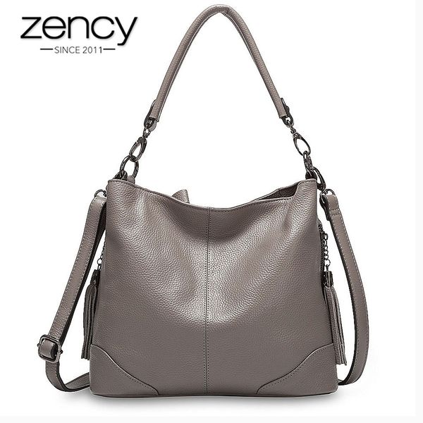 zency 100% genuine leather grey handbag fashion lady shoulder bag with tassel crossbody casual hobos purple black
zency 100% genuine leather grey handbag fashion lady shoulder bag with tassel crossbody casual hobos purple black
