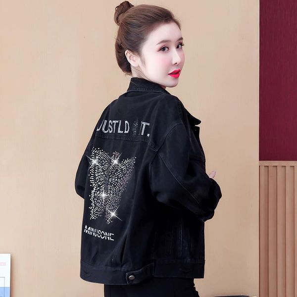 short denim jacket women's new loose bf spring and autumn embroidery denim jacket and jackets women women, Black;brown
short denim jacket women's new loose bf spring and autumn embroidery denim jacket and jackets women women, Black;brown
