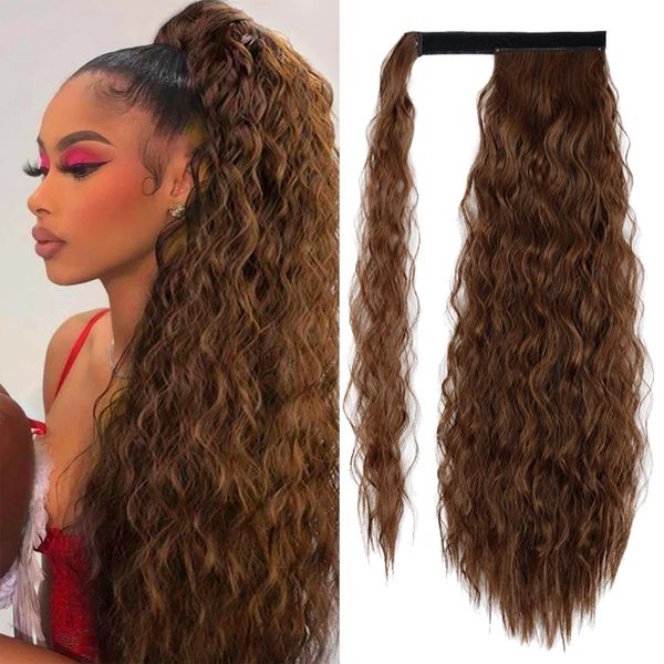 brown corn wavy long ponytail hairpiece wrap on clip hair extensions ombre brown pony tail human hair 140g, Black
brown corn wavy long ponytail hairpiece wrap on clip hair extensions ombre brown pony tail human hair 140g, Black
