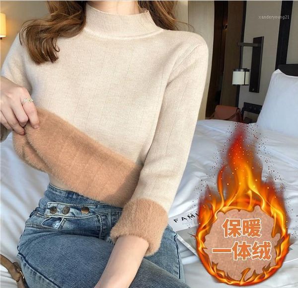 women's sweaters 2021 all-in-one velvet sweater women autumn and winter thickened half high neck knitted inner base shirt plus warm, White;black
women's sweaters 2021 all-in-one velvet sweater women autumn and winter thickened half high neck knitted inner base shirt plus warm, White;black