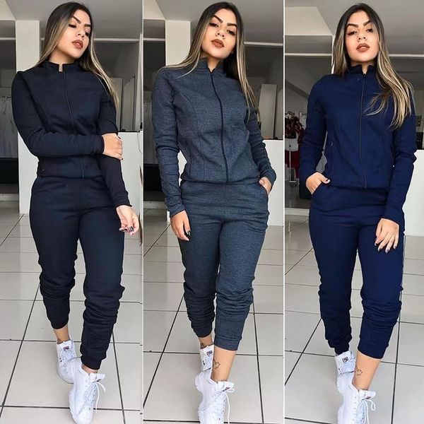 g9 european and american autumn winter 2020 new stand collar splicing leisure sports suit for women, Gray
g9 european and american autumn winter 2020 new stand collar splicing leisure sports suit for women, Gray