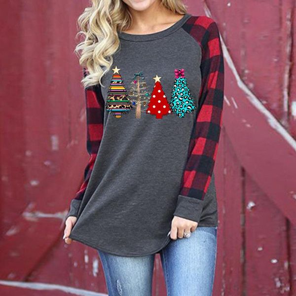 40# hristmas tree print blouse women plaid stitching o neck long sleeve blouses spring autumn casual loose women shirts, White
40# hristmas tree print blouse women plaid stitching o neck long sleeve blouses spring autumn casual loose women shirts, White