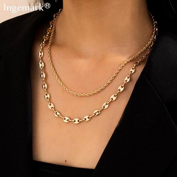 retro chain necklace for women multilayer 2pcs/set unique pig nose link choker geometric round necklaces jewelry, Silver
retro chain necklace for women multilayer 2pcs/set unique pig nose link choker geometric round necklaces jewelry, Silver