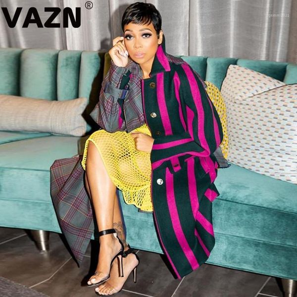 vazn spring high street plaid with striped print 2020 mujer cotton padded coat full sleeve night club turn-down collar1, Black;brown
vazn spring high street plaid with striped print 2020 mujer cotton padded coat full sleeve night club turn-down collar1, Black;brown