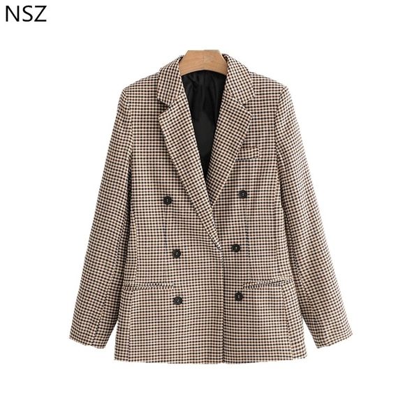 nsz women elegant plaid blazer suit long sleeve double breasted slim checked coat formal office work jacket houndstoot outerwear t200319, White;black
nsz women elegant plaid blazer suit long sleeve double breasted slim checked coat formal office work jacket houndstoot outerwear t200319, White;black
