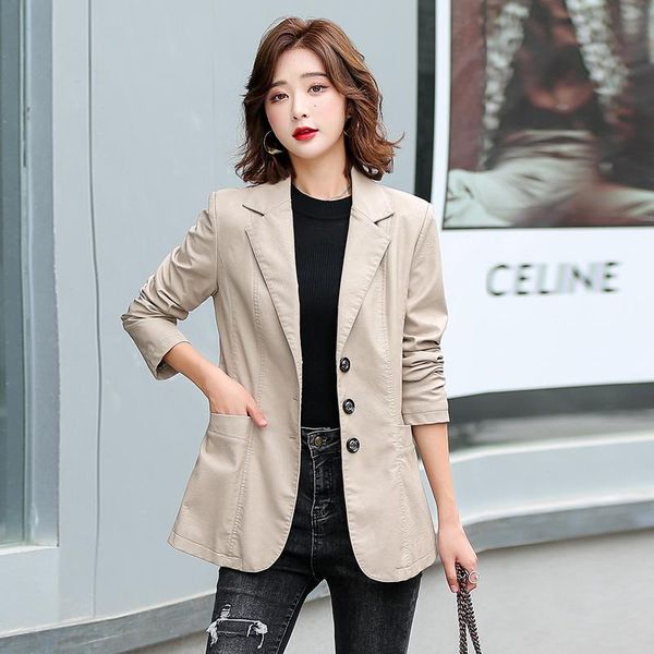women's suits & blazers faux leather blazer women pockets purple black green buttons turn-down collar autumn jackets for 2021 arrivals, White;black
women's suits & blazers faux leather blazer women pockets purple black green buttons turn-down collar autumn jackets for 2021 arrivals, White;black
