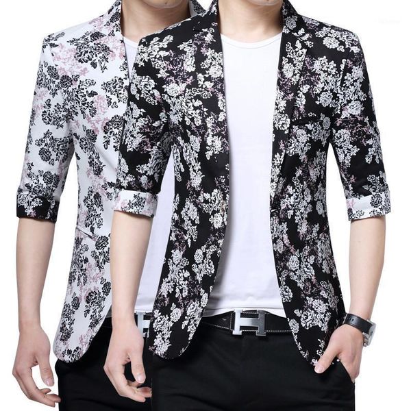 summer men's three qarter sleeve blazers floral fashion suit jacket slim masculine blazer casual male quality dress suits fs-1481, White;black
summer men's three qarter sleeve blazers floral fashion suit jacket slim masculine blazer casual male quality dress suits fs-1481, White;black