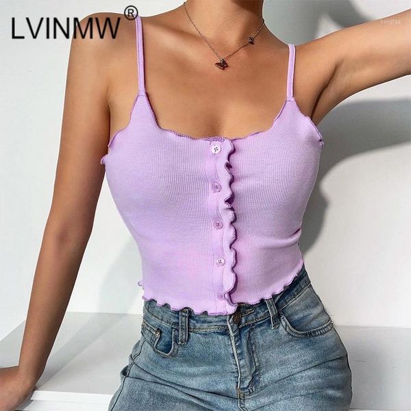 lvinmw knitted spaghetti straps button patchwork crop summer women ruffles backless camisole female fashion club1, White
lvinmw knitted spaghetti straps button patchwork crop summer women ruffles backless camisole female fashion club1, White