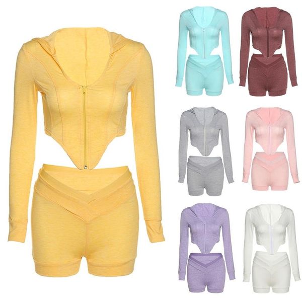 women's tracksuits women 2pcs slim tracksuit long sleeve zipper hoodie crop v-waist shorts j78e, Gray
women's tracksuits women 2pcs slim tracksuit long sleeve zipper hoodie crop v-waist shorts j78e, Gray