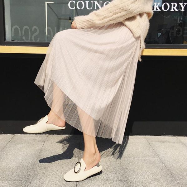 new young girls high elastic waist mesh skirts elegant women long mesh lurex patchwork pleated korean style swing skirts 20191, Black
new young girls high elastic waist mesh skirts elegant women long mesh lurex patchwork pleated korean style swing skirts 20191, Black