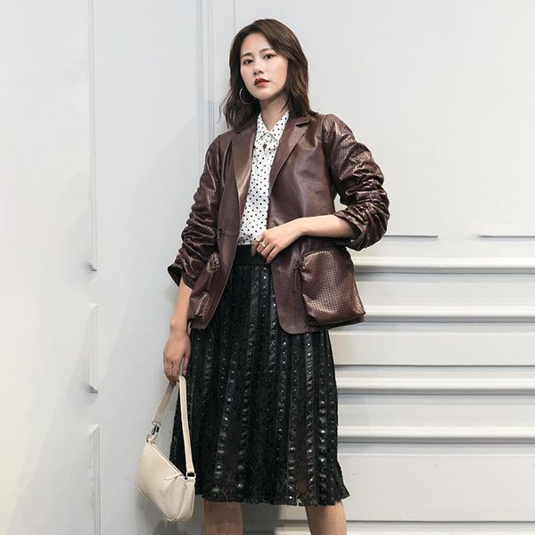 women's leather & faux korean style women genuine coat fashion pocket jackets b277, Black
women's leather & faux korean style women genuine coat fashion pocket jackets b277, Black