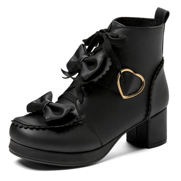 boots lolita style thick heel women girl ankel flat platform butterfly knot cross-tied shoes belt metal heart booties size 30-48, Black
boots lolita style thick heel women girl ankel flat platform butterfly knot cross-tied shoes belt metal heart booties size 30-48, Black