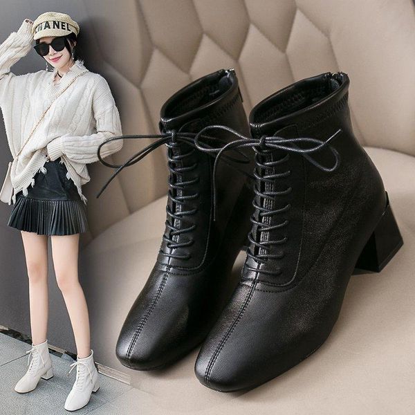 women's ankle boots natural leather outdoor short boots cowhide upper square toe large, Black
women's ankle boots natural leather outdoor short boots cowhide upper square toe large, Black