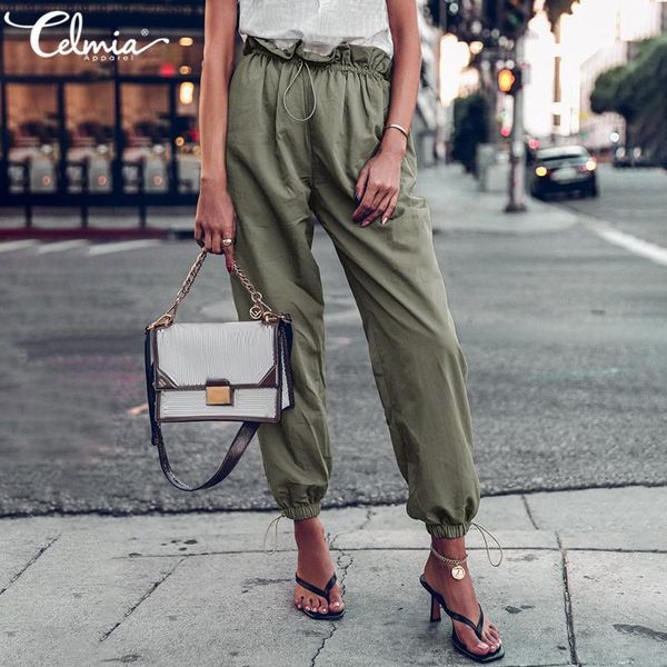 2020 women pant celmia elastic waist cargo pants fashion drawstring trousers autumn solid color pockets long pantalon femme 71, Black;white
2020 women pant celmia elastic waist cargo pants fashion drawstring trousers autumn solid color pockets long pantalon femme 71, Black;white