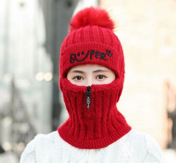 set women winter warm scarf faux fur pom beanies cold-proof knitted mask hat female windproof skullies hats
set women winter warm scarf faux fur pom beanies cold-proof knitted mask hat female windproof skullies hats