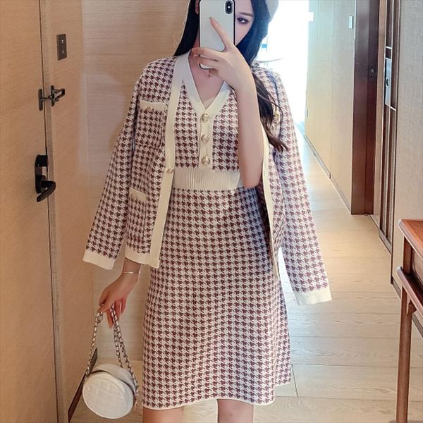 new autumn winter sweater set houndstooth knitted 2 piece set women cardigan jacket coat vest mini dress suits two piece, Gray
new autumn winter sweater set houndstooth knitted 2 piece set women cardigan jacket coat vest mini dress suits two piece, Gray