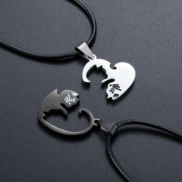 pendant necklaces 1pair stainless steel couple heart necklace lover cute cat puzzle animal cartoon jewelry gift for girl boys fashion, Silver
pendant necklaces 1pair stainless steel couple heart necklace lover cute cat puzzle animal cartoon jewelry gift for girl boys fashion, Silver