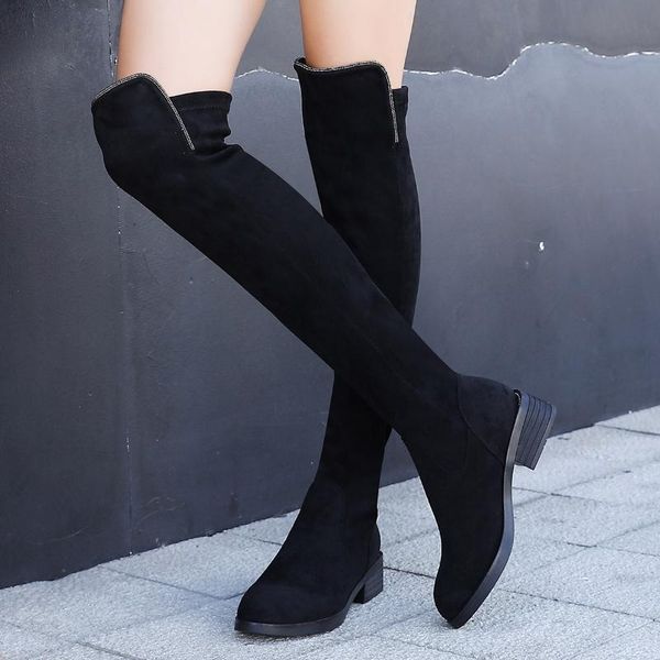 2020 new over-the-knee elastic boots european/american mid-heel rider boots thick heel velvet retro womens designer, Black
2020 new over-the-knee elastic boots european/american mid-heel rider boots thick heel velvet retro womens designer, Black