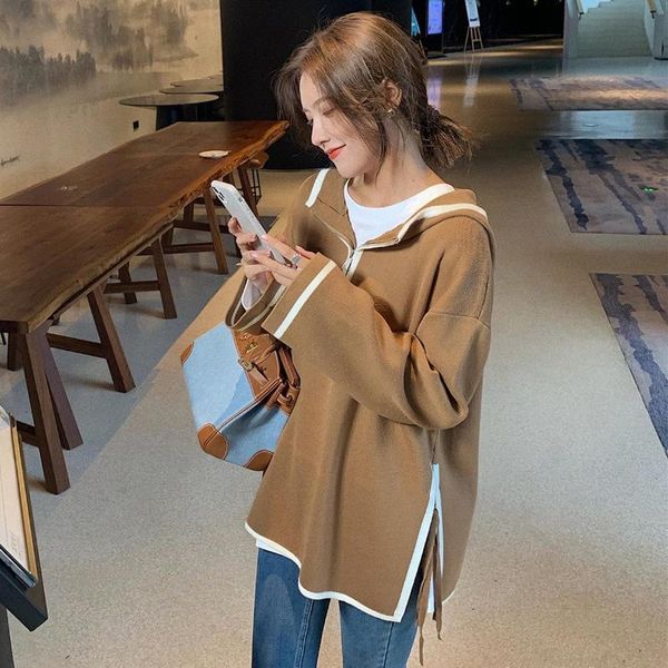 customized college style loose pullover hooded knitted sweater women autumn and winter color matching kg-229, White;black
customized college style loose pullover hooded knitted sweater women autumn and winter color matching kg-229, White;black