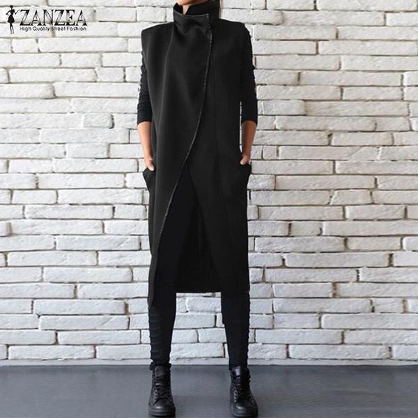zanzea fashion women waistcoats autumn stand collar sleeveless long jackets black vest coat femme open front cardigan outwear 71, Black;white
zanzea fashion women waistcoats autumn stand collar sleeveless long jackets black vest coat femme open front cardigan outwear 71, Black;white