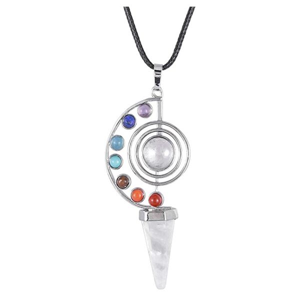 10 pcs silver plated spiral with many color stone pendant rope chain necklace healing chakra pyramid jewelry
10 pcs silver plated spiral with many color stone pendant rope chain necklace healing chakra pyramid jewelry