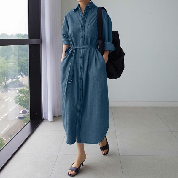 fashion denim blue shirt dress women's spring sundress zanzea 2021 casual long sleeve maxi vestidos female button robe plus size, Black;gray
fashion denim blue shirt dress women's spring sundress zanzea 2021 casual long sleeve maxi vestidos female button robe plus size, Black;gray