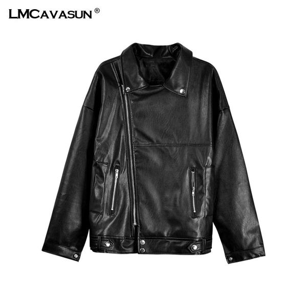 lmcavasun fall and winter black pu leather loose turn-down collar zipper fashion new women's wild jacket, Black;brown
lmcavasun fall and winter black pu leather loose turn-down collar zipper fashion new women's wild jacket, Black;brown