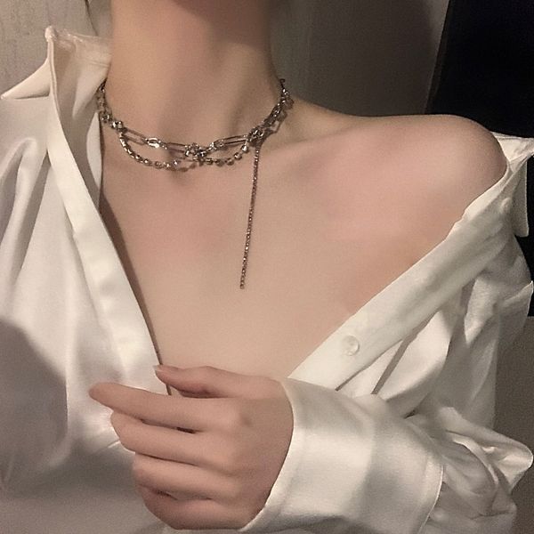 popular and versatile pink diamond double clavicle chain french elegant haoshi necklace feminine choker necklace, Silver
popular and versatile pink diamond double clavicle chain french elegant haoshi necklace feminine choker necklace, Silver