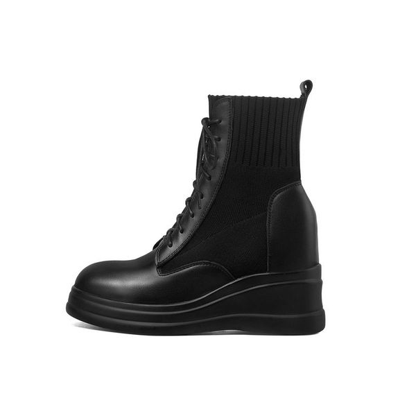 2021 socks women autumn winter lace up ankle boots high heels wedges casual woman new genuine leather shoes lls8, Black
2021 socks women autumn winter lace up ankle boots high heels wedges casual woman new genuine leather shoes lls8, Black