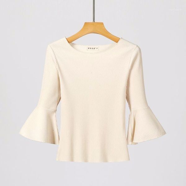 trumpet sleeve slim stretch knitted sweater women fashion seven-quarter sleeve round collar solid base sweater pullover female1, White;black
trumpet sleeve slim stretch knitted sweater women fashion seven-quarter sleeve round collar solid base sweater pullover female1, White;black