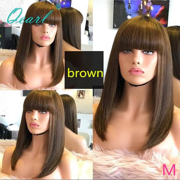 lace wigs brown human hair wig short bob with bangs chinese virgin silky straight fringe glueless machine made 150% qearl, Black;brown
lace wigs brown human hair wig short bob with bangs chinese virgin silky straight fringe glueless machine made 150% qearl, Black;brown