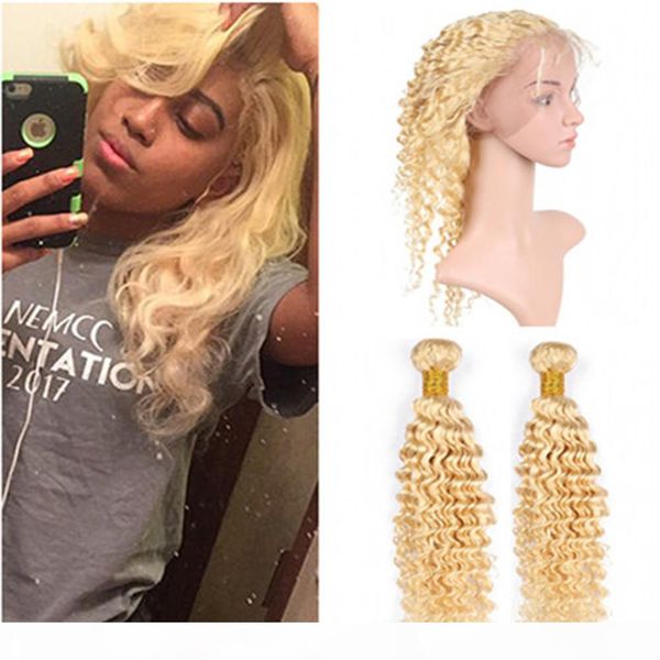 russian blonde deep wave human hair weave bundles 2pcs and 360 frontal #613 blonde hair wefts with 360 lace frontal closure pre plucked, Black;brown
russian blonde deep wave human hair weave bundles 2pcs and 360 frontal #613 blonde hair wefts with 360 lace frontal closure pre plucked, Black;brown