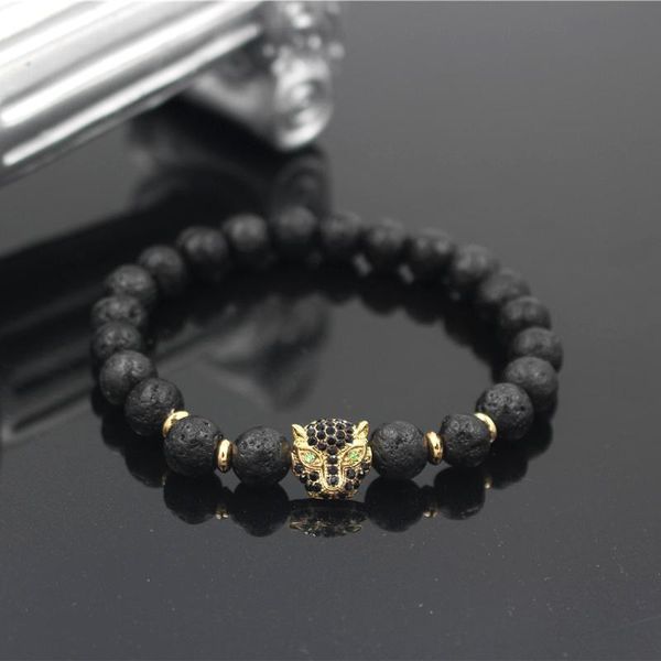 pun design men's luxury lava stone bead bracelet vintage micro cz leopard head charm women elastic strand bracelet jewelry, Golden;silver
pun design men's luxury lava stone bead bracelet vintage micro cz leopard head charm women elastic strand bracelet jewelry, Golden;silver
