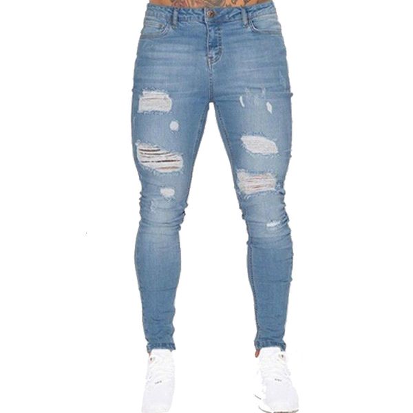 men's sknny hole men slim bodycon denim homme long trousers casual ripped jeans, Blue
men's sknny hole men slim bodycon denim homme long trousers casual ripped jeans, Blue