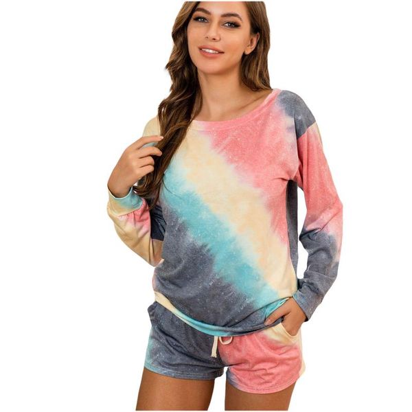 women's tracksuits 2021 spring and autumn fashion suit casual loose tie-dye style printed tie round neck pullover shorts women, Gray
women's tracksuits 2021 spring and autumn fashion suit casual loose tie-dye style printed tie round neck pullover shorts women, Gray